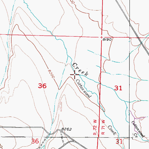 Topographic Map of Cottonwood Creek, CO
