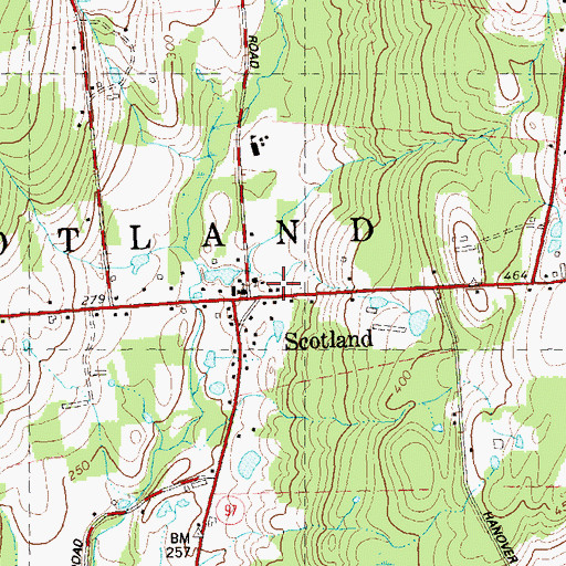 Topographic Map of Scotland Post Office, CT