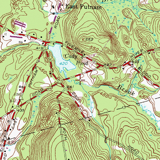 Topographic Map of Shady Oak Schoolhouse Brook, CT