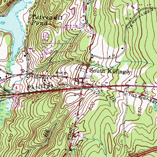 Topographic Map of South Killingly Congregational Church, CT