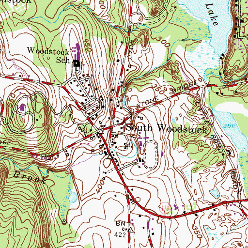 Topographic Map of South Woodstock Baptist Church, CT