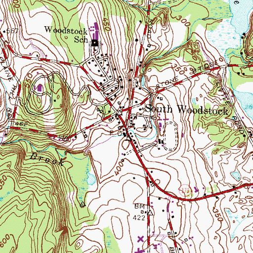 Topographic Map of South Woodstock Post Office, CT