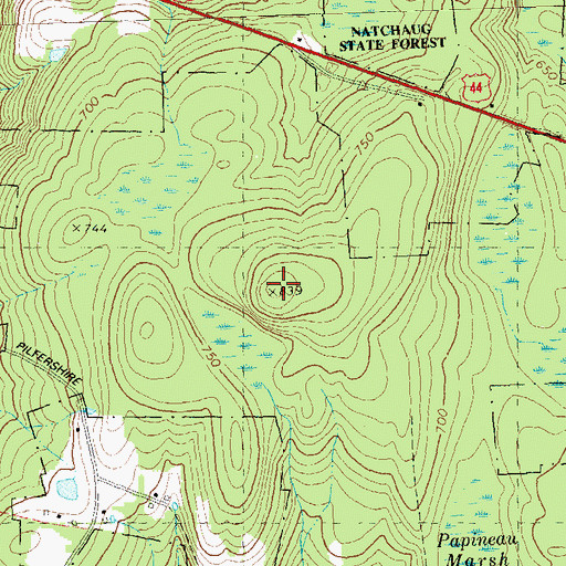 Topographic Map of Sprague Hill, CT