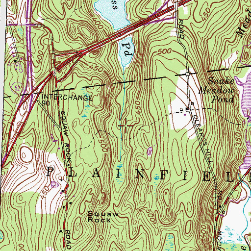 Topographic Map of Squaw Rock State Park, CT