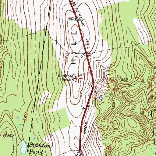 Topographic Map of Sterling Fire Tower, CT