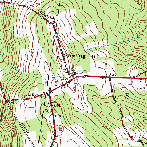 Topographic Map of Sterling Hill Baptist Church, CT