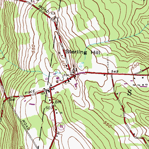 Topographic Map of Sterling Hill Historic District, CT