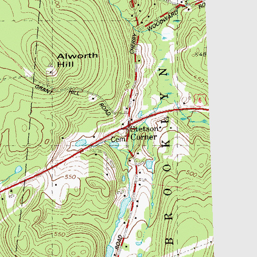 Topographic Map of Stetson Cemetery, CT