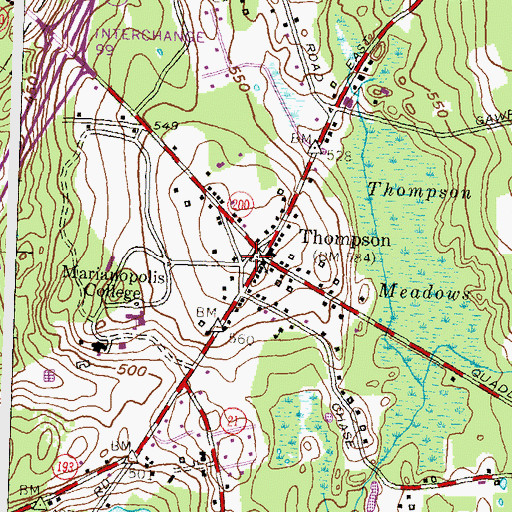Topographic Map of Thompson Hill, CT