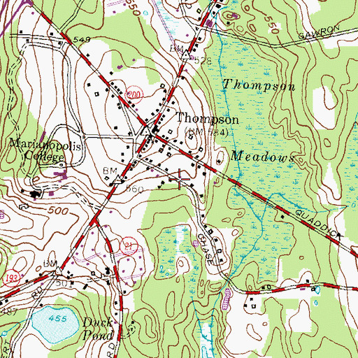 Topographic Map of Thompson Hill Fire Department Station 84, CT