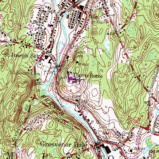 Topographic Map of Thompson Middle School, CT