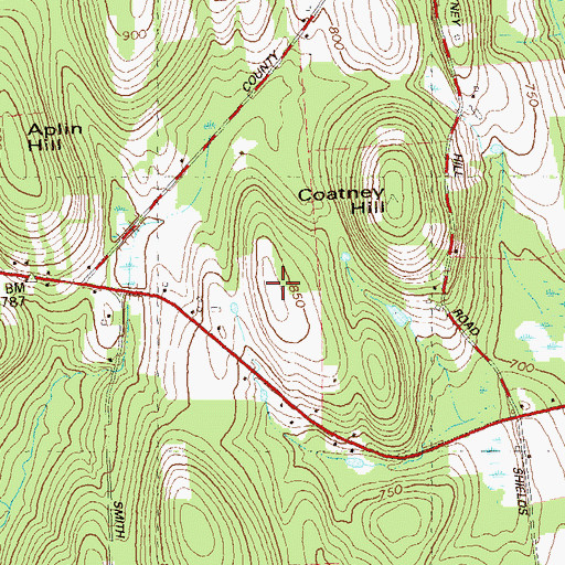 Topographic Map of Thunder Hill, CT