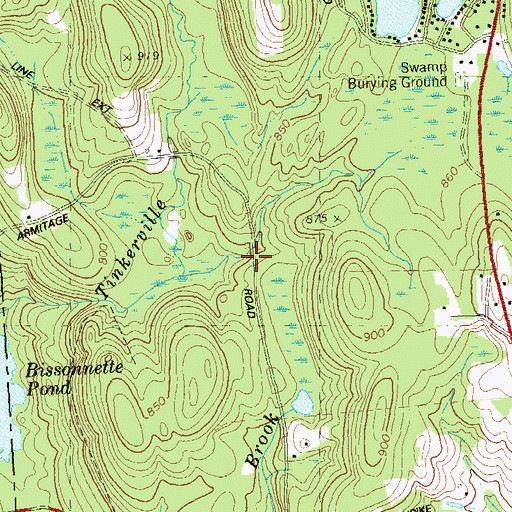 Topographic Map of Tinkerville Brook Preserve, CT