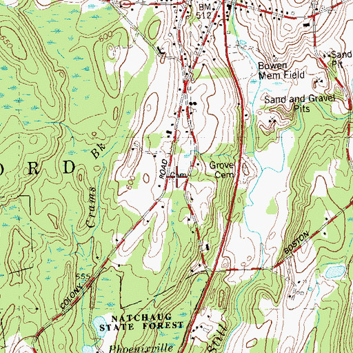 Topographic Map of Trowbridge Cemetery, CT
