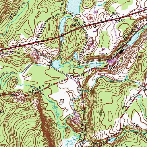 Topographic Map of Valley School, CT