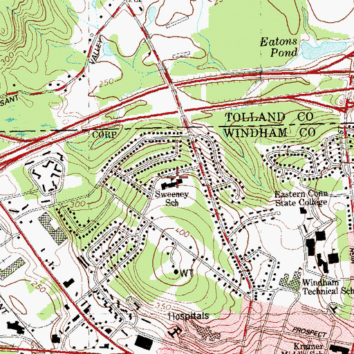 Topographic Map of W B Sweeney School, CT