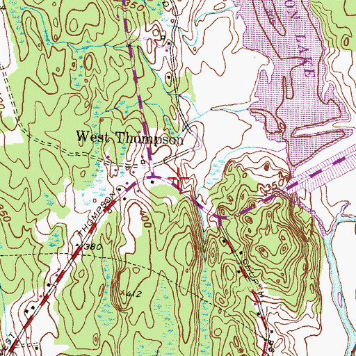 Topographic Map of West Thompson Fire Department, CT