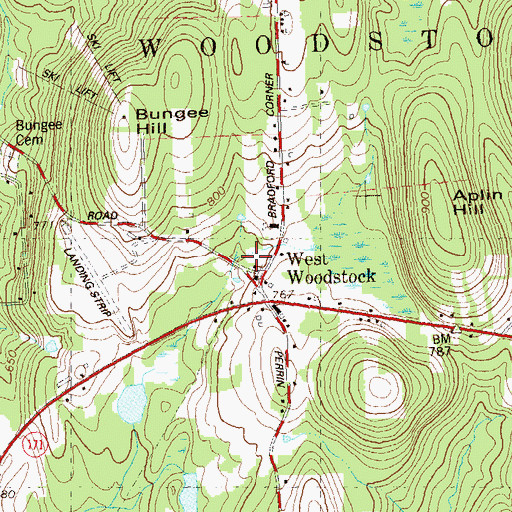 Topographic Map of West Woodstock Library, CT