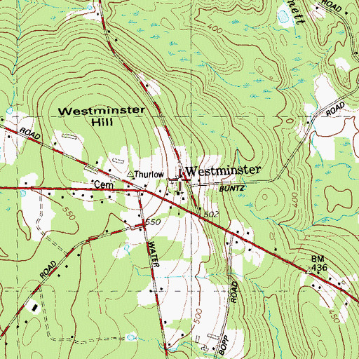 Topographic Map of Westminster Cemetery, CT
