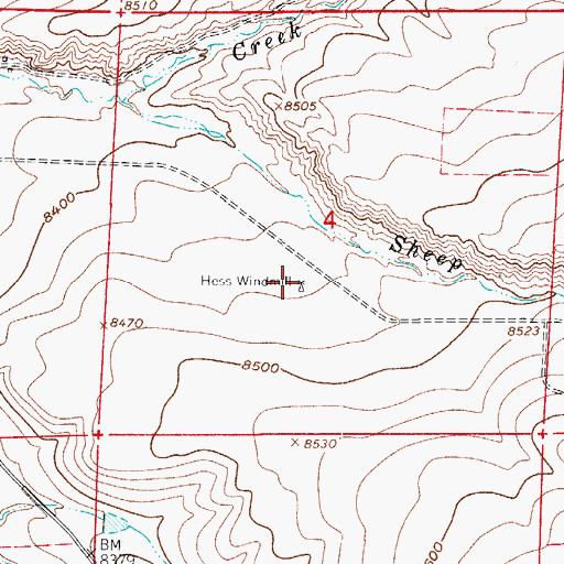 Topographic Map of Hess Windmill, CO