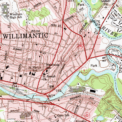 Topographic Map of Windham Area Interfaith Church, CT