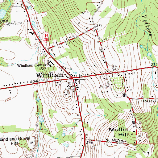 Topographic Map of Windham Center Congregational Church, CT
