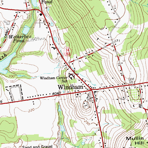 Topographic Map of Windham Center Elementary School, CT