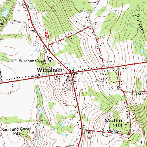 Topographic Map of Windham Free Library Association, CT