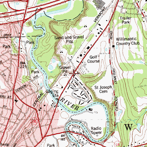 Topographic Map of Windham Heights Shopping Center, CT