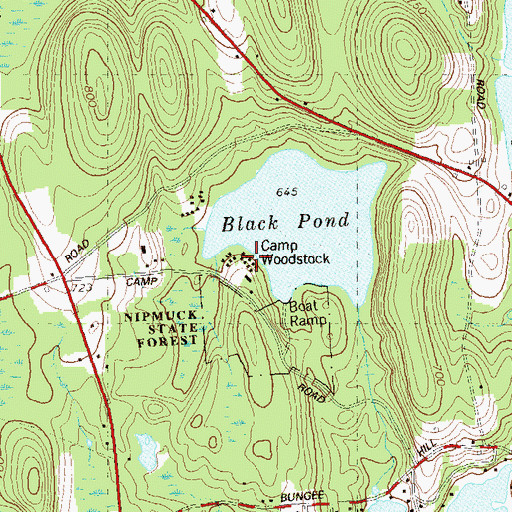 Topographic Map of Woodstock Camp (historical), CT