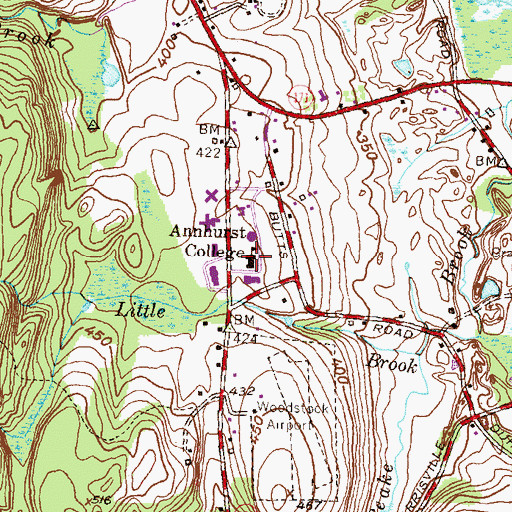 Topographic Map of Woodstock Middle School, CT