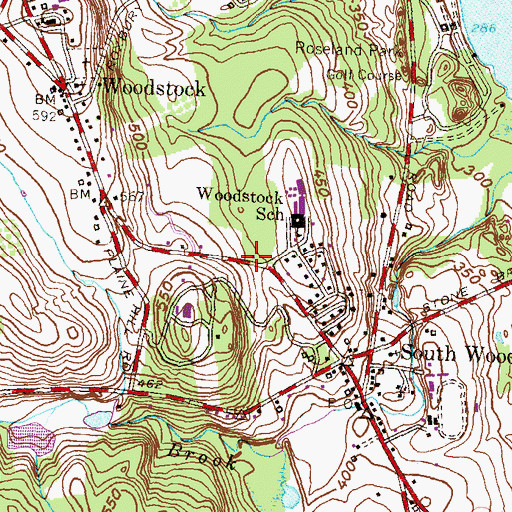 Topographic Map of Woodstock Town Hall, CT