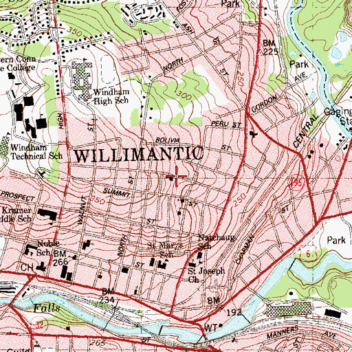 Topographic Map of Church of the Nazarene Church, CT