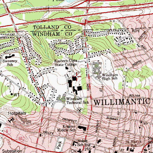 Topographic Map of J Eugene Smith Library, CT