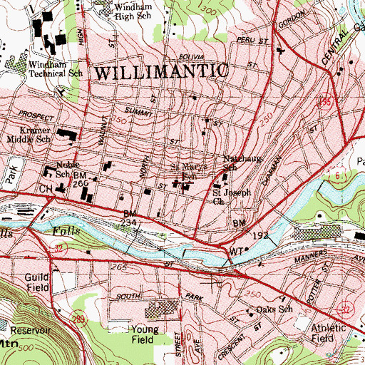 Topographic Map of Saint Marys Church, CT