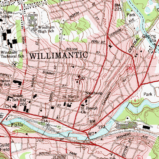 Topographic Map of Saint Marys Ukranian Catholic Church, CT