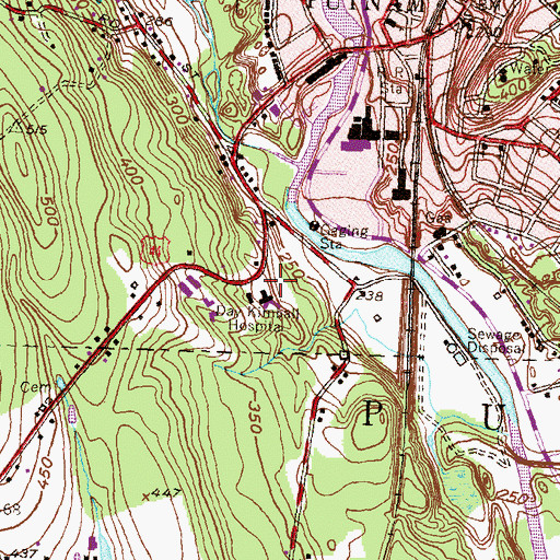 Topographic Map of Hospital Hill, CT