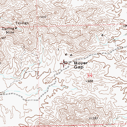 Topographic Map of Boyer Gap, AZ