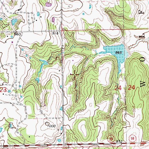Topographic Map of Seminole Oklahoma Tribal Statistical Area, OK