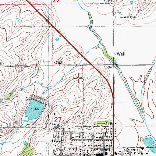 Topographic Map of Caddo-Wichita-Delaware Oklahoma Tribal Statistical Area, OK
