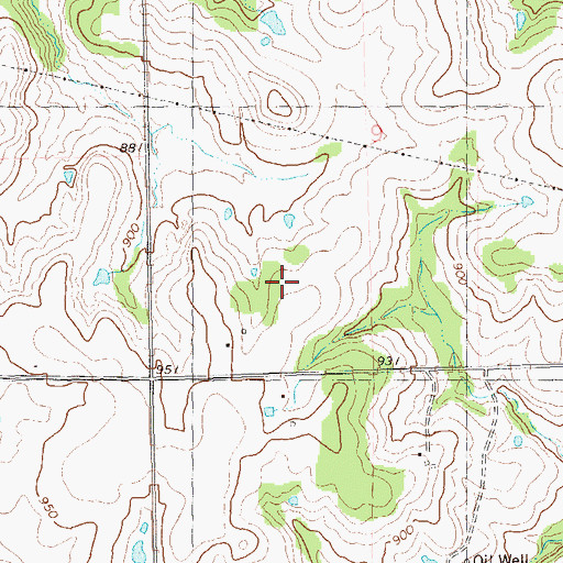 Topographic Map of Pawnee Oklahoma Tribal Statistical Area, OK