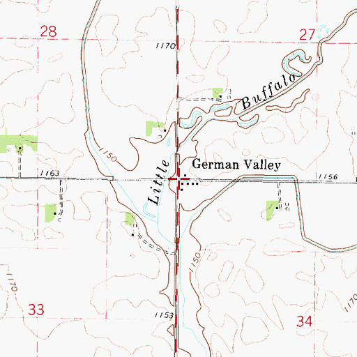 Topographic Map of German Valley Post Office (historical), IA