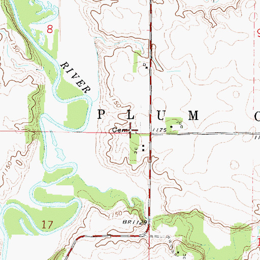 Topographic Map of Plum Creek Cemetery, IA