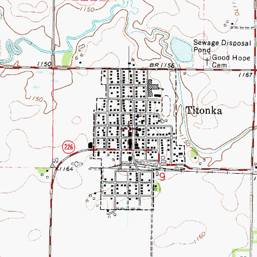 Topographic Map of Titonka Post Office, IA