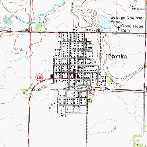 Topographic Map of Titonka Public Library, IA