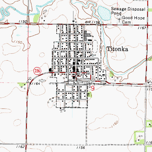 Topographic Map of Titonka City Hall, IA