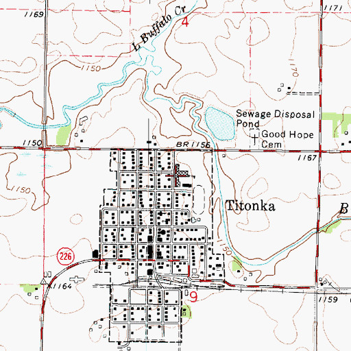 Topographic Map of Titonka Elementary School, IA