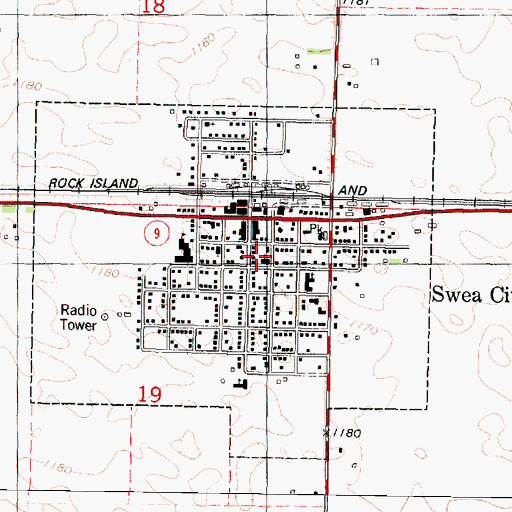 Topographic Map of Swea City City Hall, IA