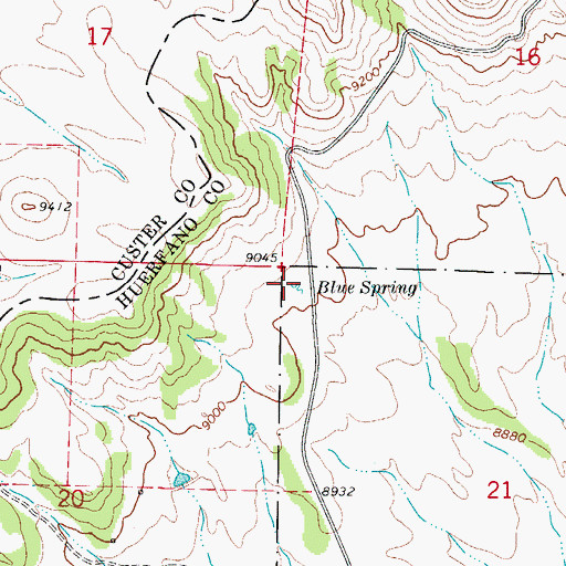Topographic Map of Blue Spring, CO