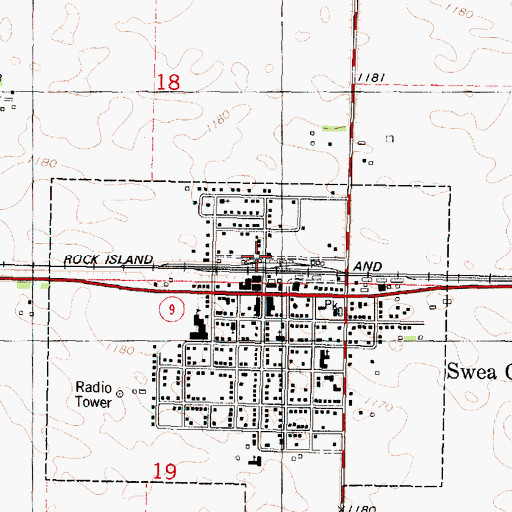 Topographic Map of Farmers Co-op Elevator, IA